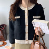 バイカラーショート丈カーディガン