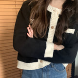 バイカラーショート丈カーディガン