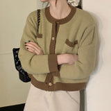 バイカラーショート丈カーディガン