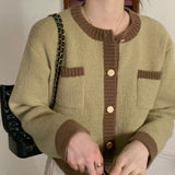 バイカラーショート丈カーディガン