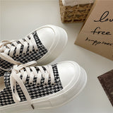 千鳥格子柄厚底スニーカー