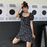 スクエアフリル花柄ワンピース