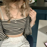 ボーダーカーディガン&キャミソール