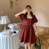 スクエアネックパフスリミニワンピース