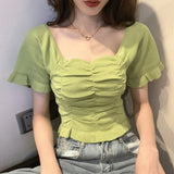 シャーリングショートトップス