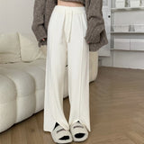 スリット入りセンタープレスリラックスパンツ