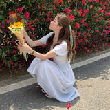 パフスリーブフラワーワンピース