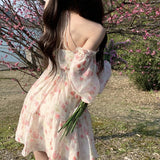オフショル花柄ワンピース