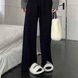 スリット入りセンタープレスリラックスパンツ