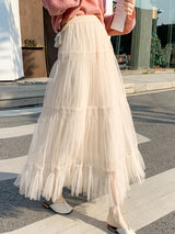 チュールティアードスカート