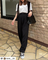 ハイウエストタックストレートパンツ