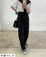 ハイウエストタックストレートパンツ