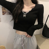 キーネックショートトップス