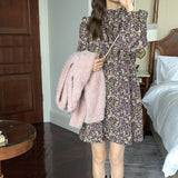 レトロフラワーミニワンピース