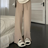 スリット入りセンタープレスリラックスパンツ