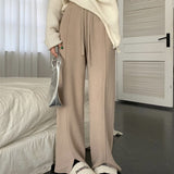 スリット入りセンタープレスリラックスパンツ