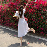 パフスリーブフラワーワンピース