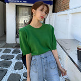 パフスリーブ半袖トップス