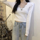 キーネックショートトップス