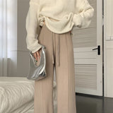 スリット入りセンタープレスリラックスパンツ