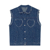 フリンジデニムベスト&シャツセット【単品販売】