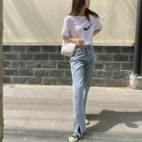 スリットハイウエストルーズデニム