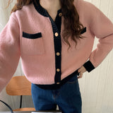 バイカラーショート丈カーディガン