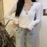 キーネックショートトップス