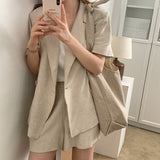 麻ライク半袖ジャケットセットアップ