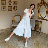 フロントボタンパフスリワンピ