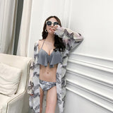 リーフ柄ビキニ3点セット水着