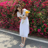 パフスリーブフラワーワンピース