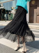 チュールティアードスカート