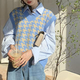 千鳥柄Vネックニットベスト