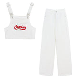 刺繍ビスチェデニムセットアップ