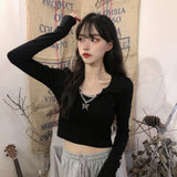 キーネックショートトップス