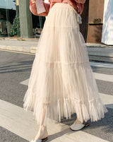 チュールティアードスカート