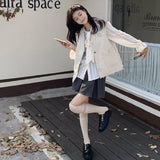 ツイードフリンジノースリジャケット/ジレ+ボウタイブラウス【単品販売】