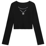 キーネックショートトップス