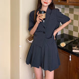 半袖ジャケット&プリーツスカートセットアップ