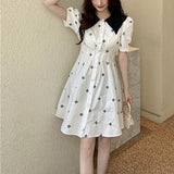 ビッグカラー花柄ワンピース