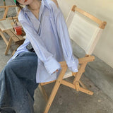 ショルダーデザインストライプシャツ