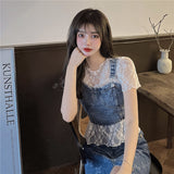 デニムデザインビスチェ(レースインナー付き)