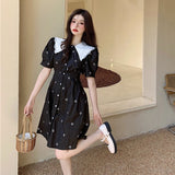 ビッグカラー花柄ワンピース