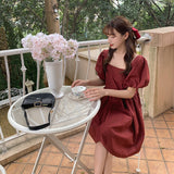 スクエアネックパフスリミニワンピース