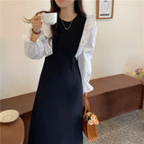 フリルパフスリーブロングワンピース