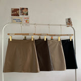 エコレザーAラインミニスカート