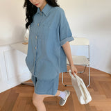 ハーフデニムシャツセットアップ