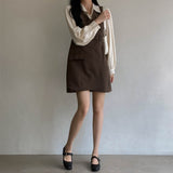 シンプルシャツ+Vネックワンピースセット