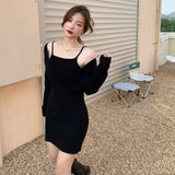 オフショルリブニットワンピース